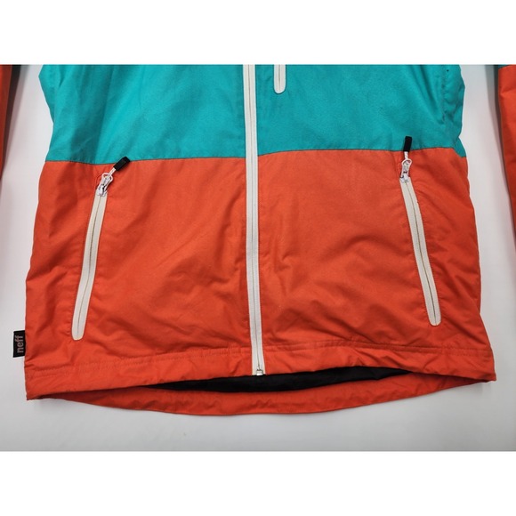 Neff Throwback Poncho Tech Shred Jacket, Men's Large, Orange / ‎ Blue EUC - Picture 10 of 16